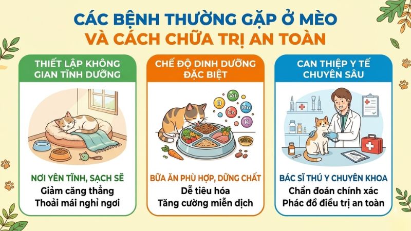 Các bệnh thường gặp ở mèo và cách chữa trị an toàn