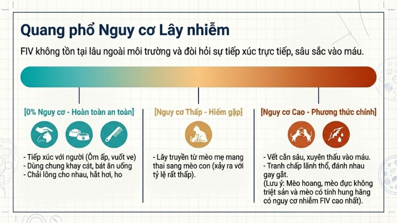 Các con đường lây truyền virus FIV mèo phổ biến nhất