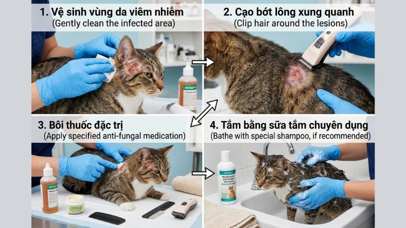Vệ sinh cơ thể và xử lý vùng da viêm nhiễm