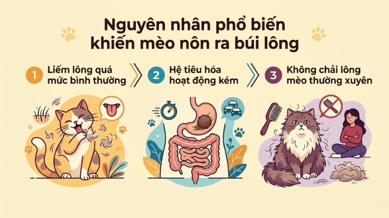Nguyên nhân phổ biến khiến mèo nôn ra búi lông