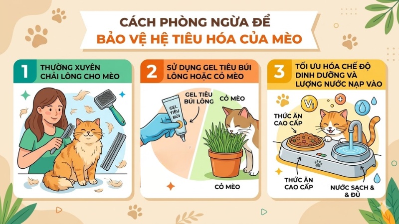 Cách phòng ngừa để bảo vệ hệ tiêu hóa của mèo