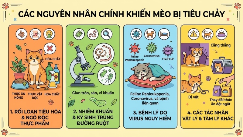 những nguyên nhân chính khiến mèo bị tiêu chảy