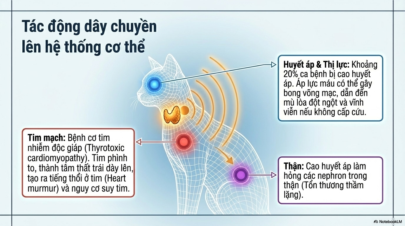 Những biến chứng nguy hiểm của tình trạng nhiễm độc giáp ở mèo