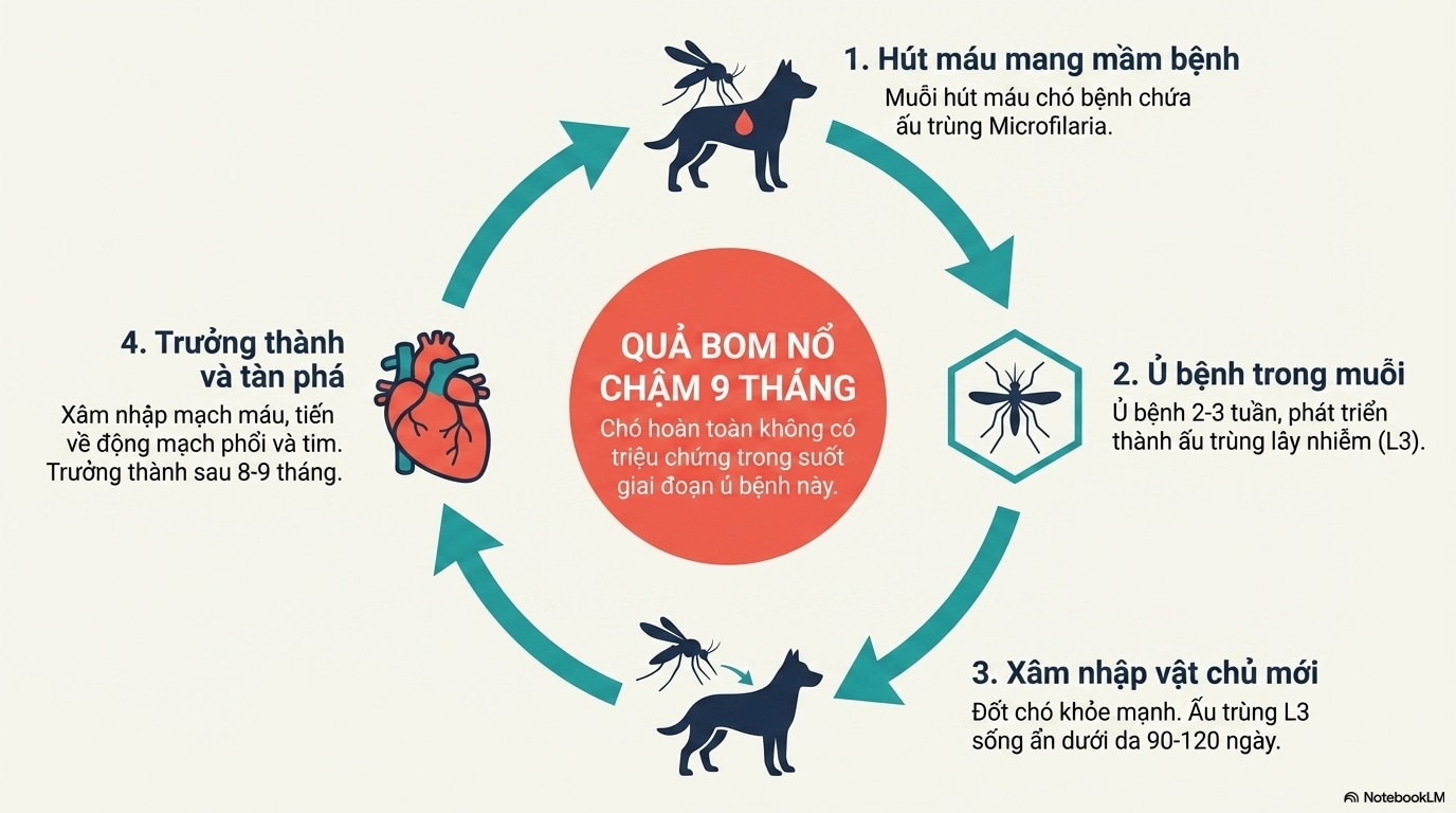 Con đường lây truyền và vòng đời phát triển của giun tim