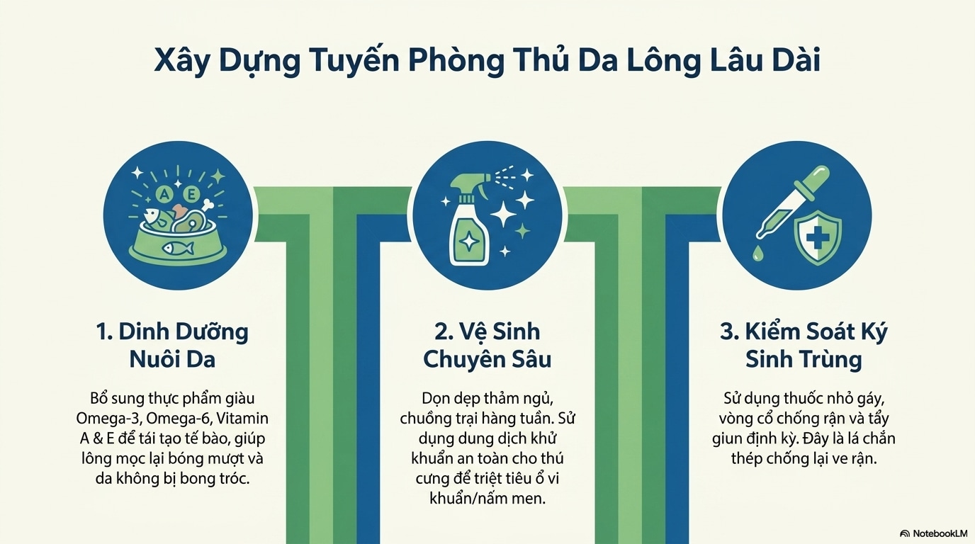 Bỏ túi bí quyết phòng ngừa bệnh viêm da hiệu quả cho thú cưng